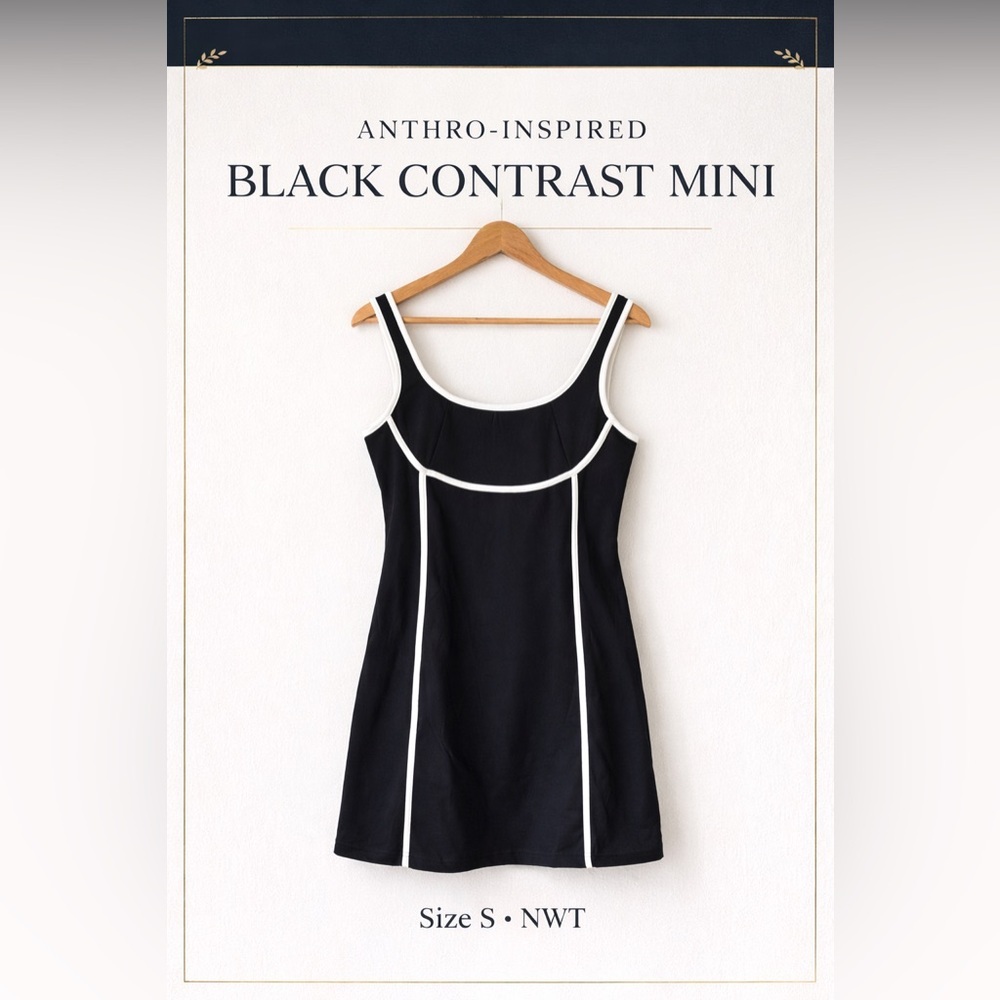 Anthro-Inspired Contrast Trim Mini Dress NWT Size S